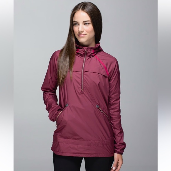 lululemon athletica Jackets & Blazers - LULULEMON Miss Misty Pullover Windbreaker Jacket Rust Berry Women’s Size 8 Reg
